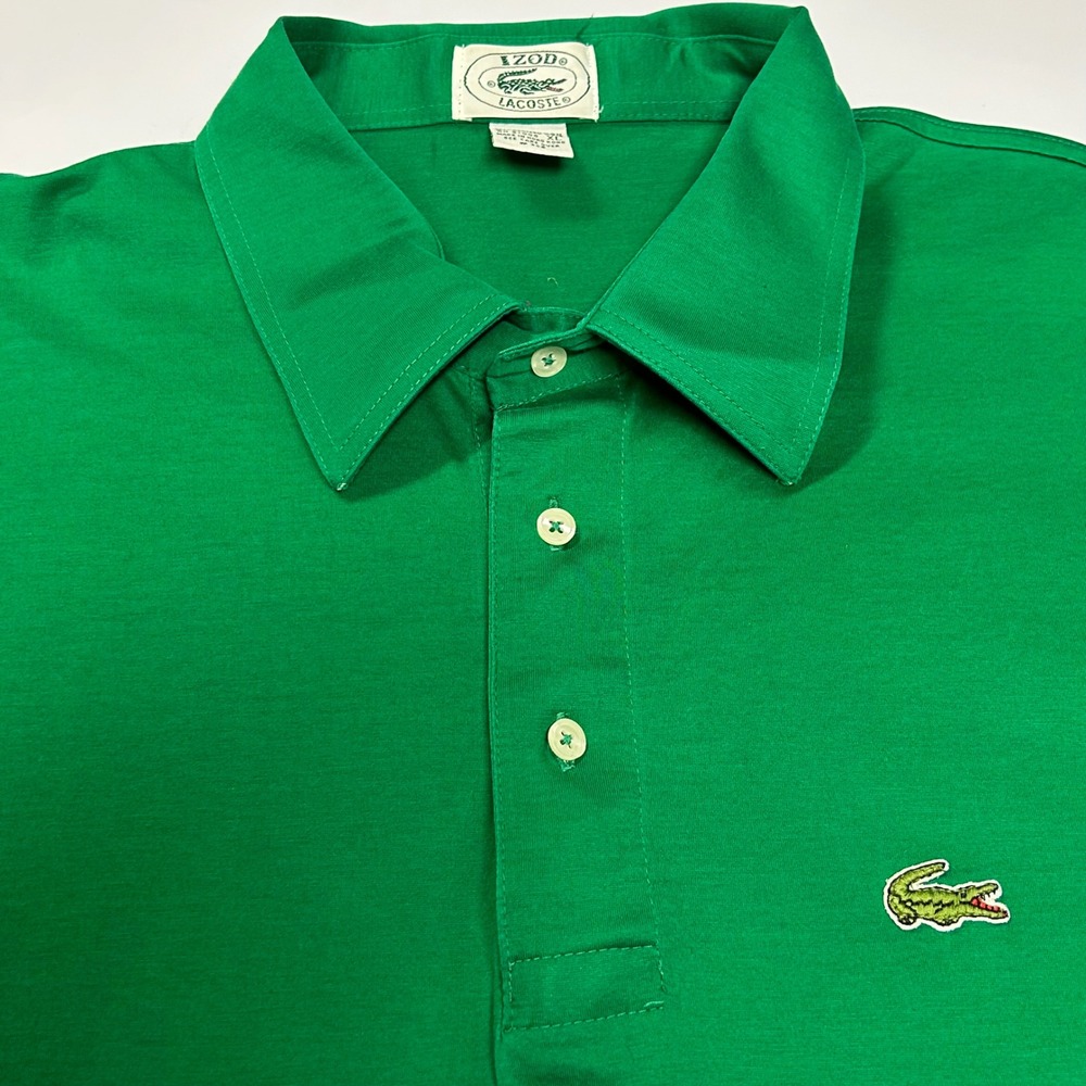 Vintage Izod Lacoste Men Polo Golf Shirt XL Kelly Green Cotton Sporty Preppy Y2k